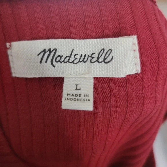 Madewell Red Ribbed Sleeveless Tank Dress L - Picture 7 of 9